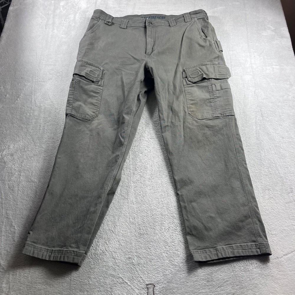 Duluth Trading Co Flex Fire Hose Cargo Pants Men 42x30 Gray Relaxed Fit Workwear